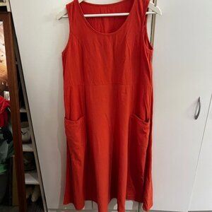 Coral Linen Flowy Dress Discounted Shipping